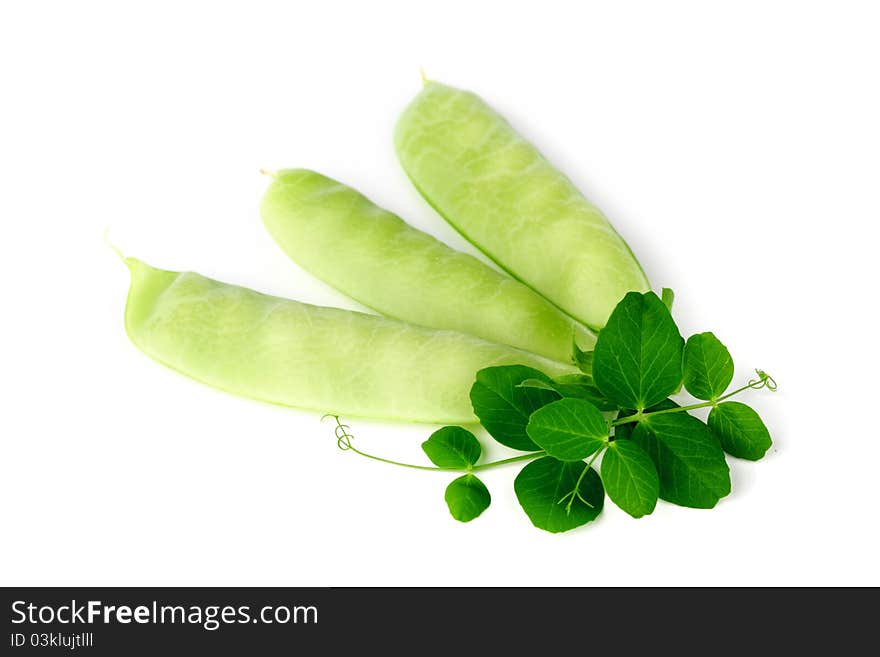 Pea and leaf isolated on white. Pea and leaf isolated on white