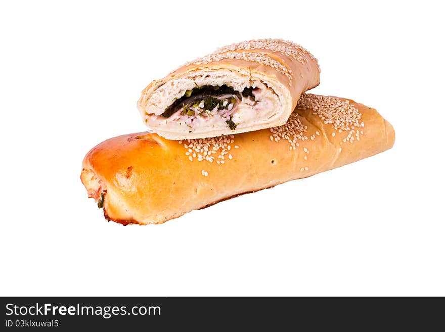 Sandwich filling on a white plate. On a white background. Sandwich filling on a white plate. On a white background.