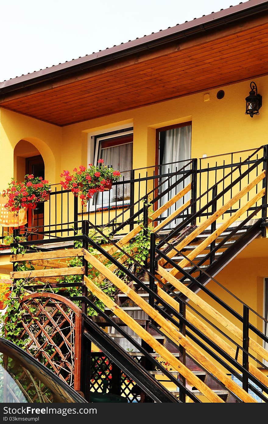 Simple yellow house, front view. Simple yellow house, front view