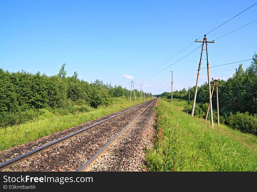 Old railway amongst green wood