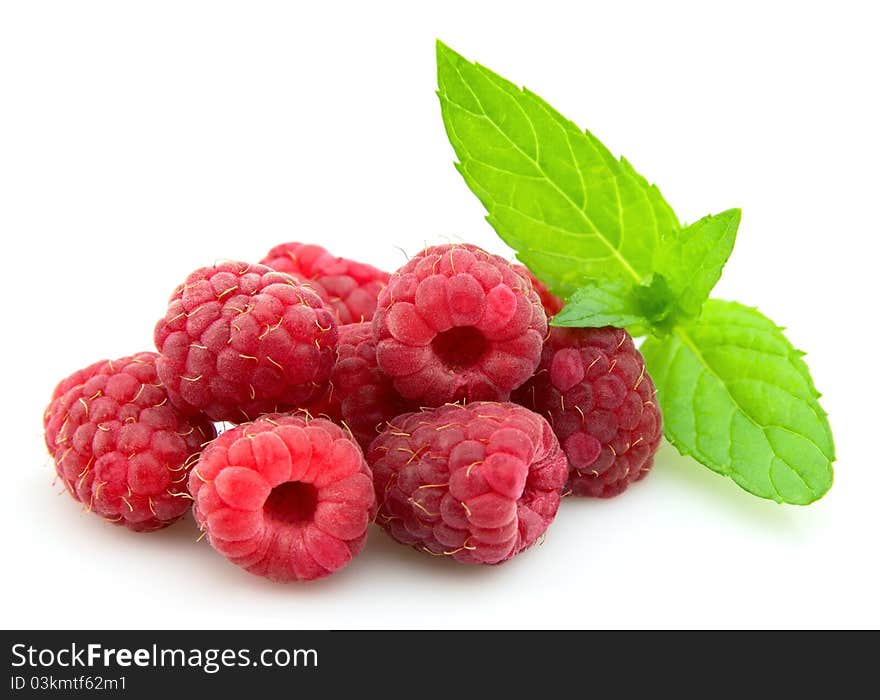 Raspberry with fresh mint