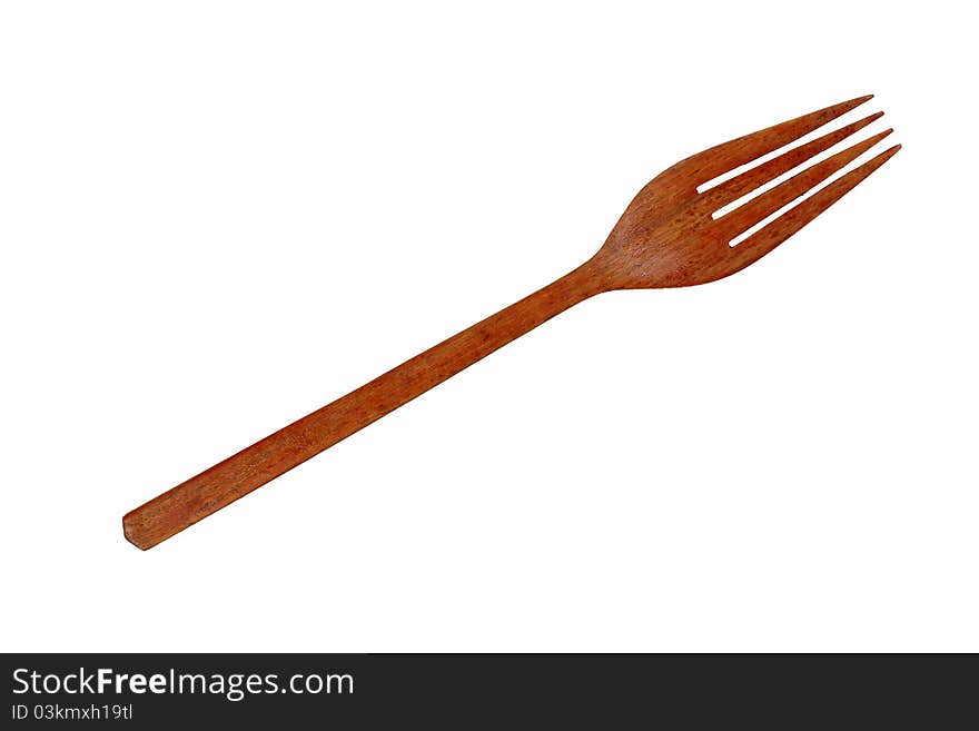 A fork produces from the wood on white background. A fork produces from the wood on white background