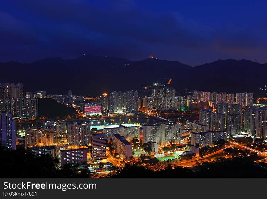 Hong Kong downtown at night