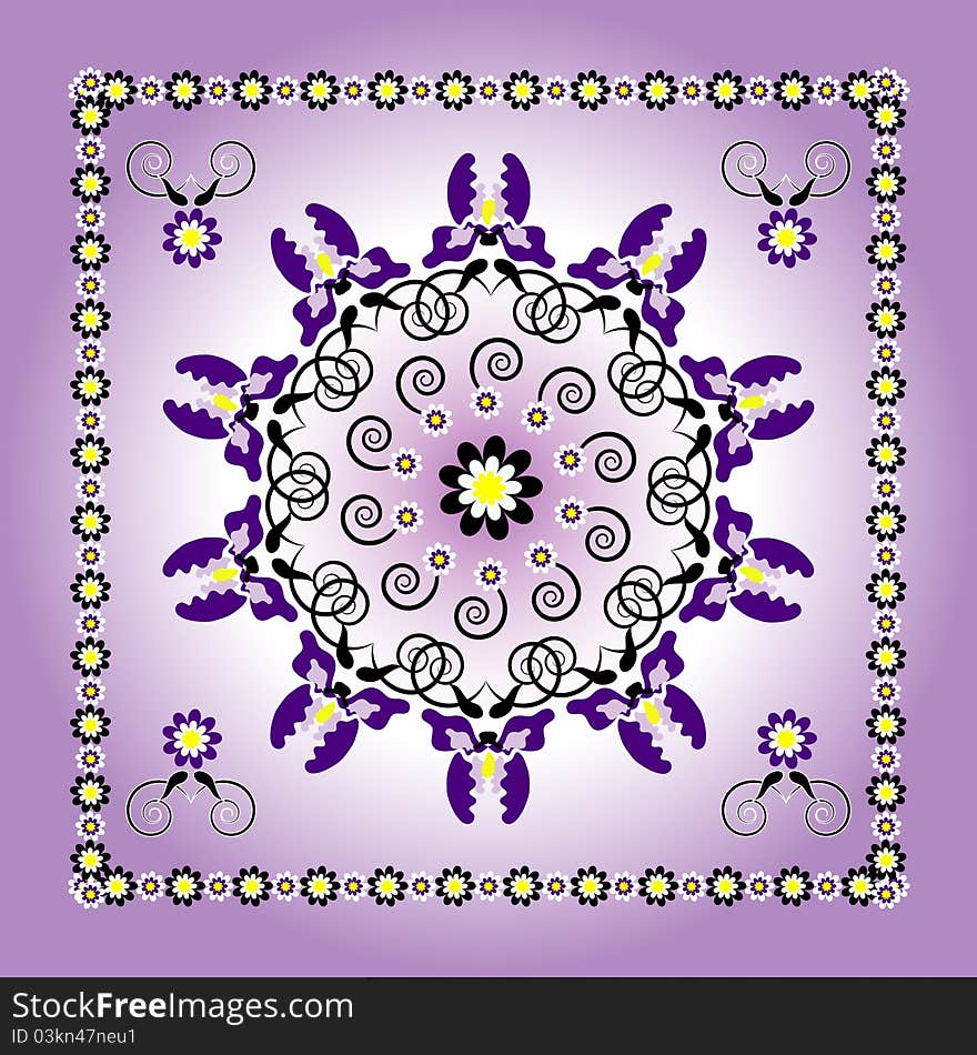 Pattern with flower and curl