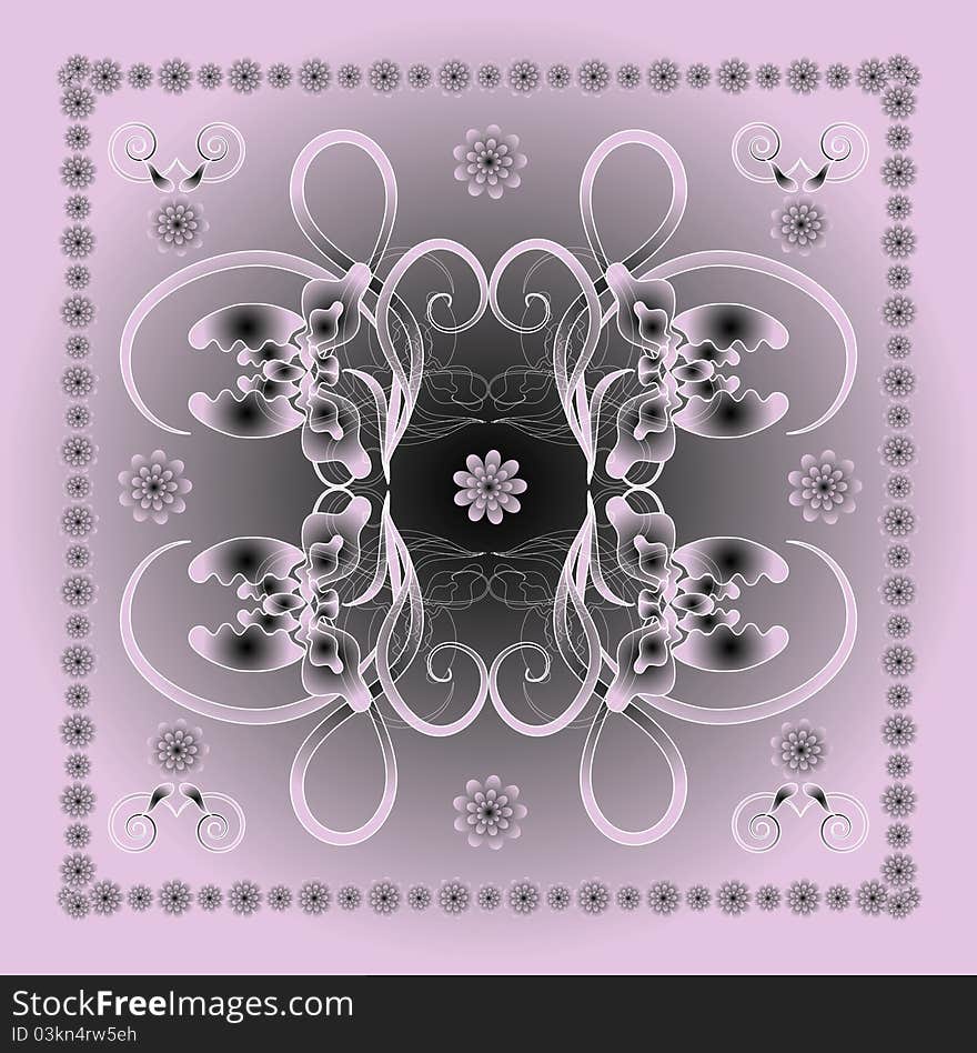 Decorative background with flower and curl