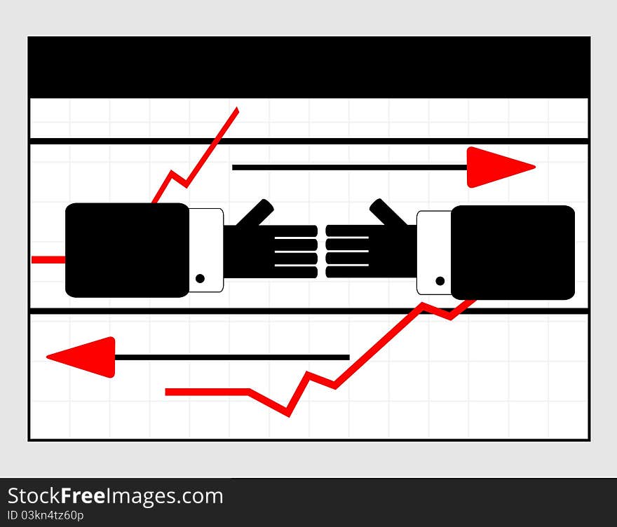 Business meeting with red graphic