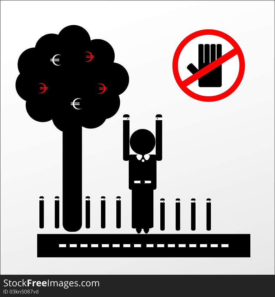 Man under tree with euro