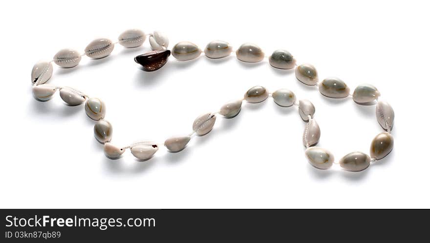 Beads made of conches isolated on white background