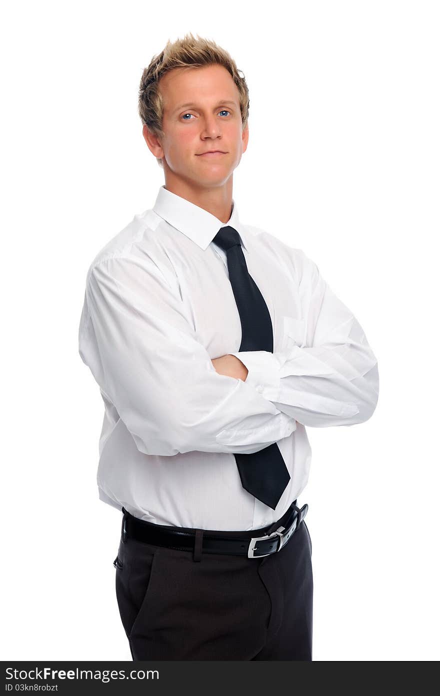 Confident young man in studio