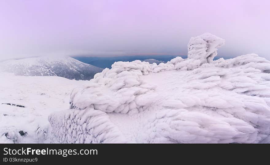 Sunrise on the frozen peak