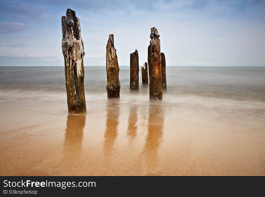 Groynes on the Baltic Sea coast.