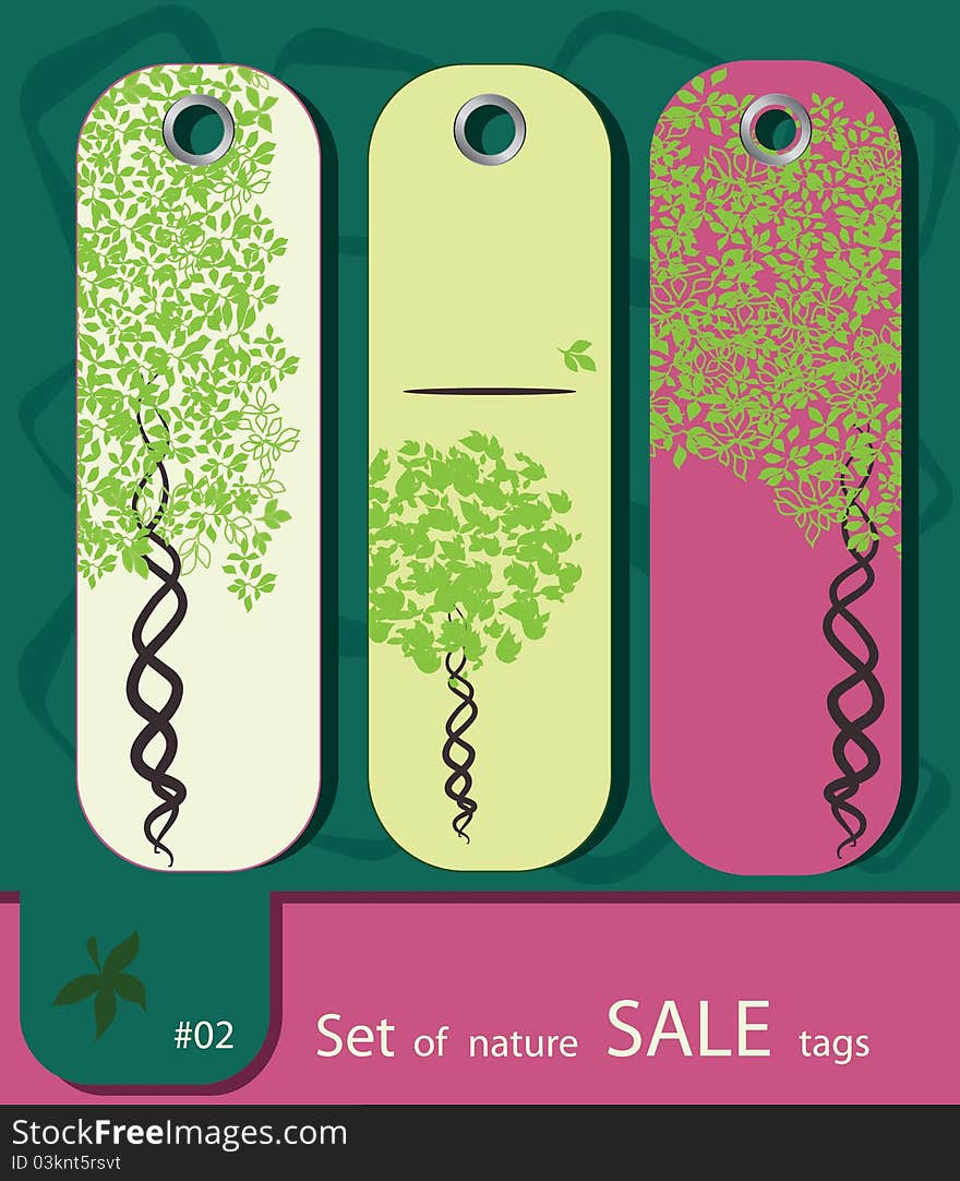 Set of retro sale nature tags