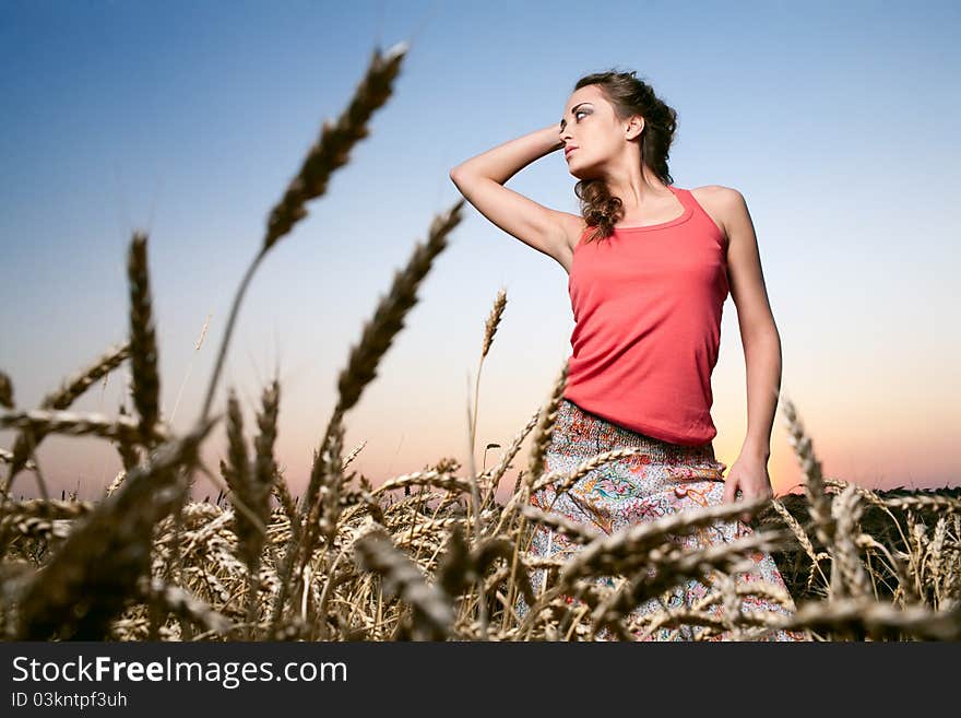 Woman In Wheat Field