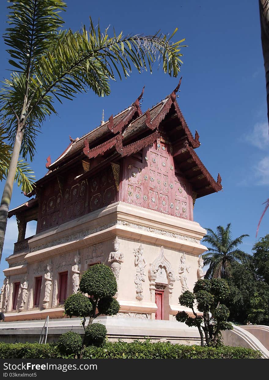 Buddhist scriptures library of Wat phrasing, Chiang Mai. Thailand.