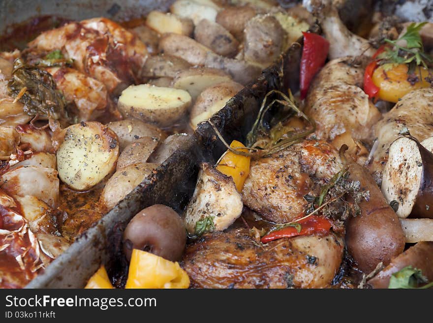 Different vegetables prepared in a big frying pan. Different vegetables prepared in a big frying pan