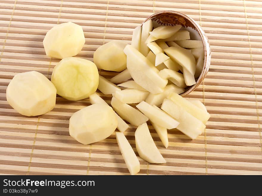 Sliced potatoes