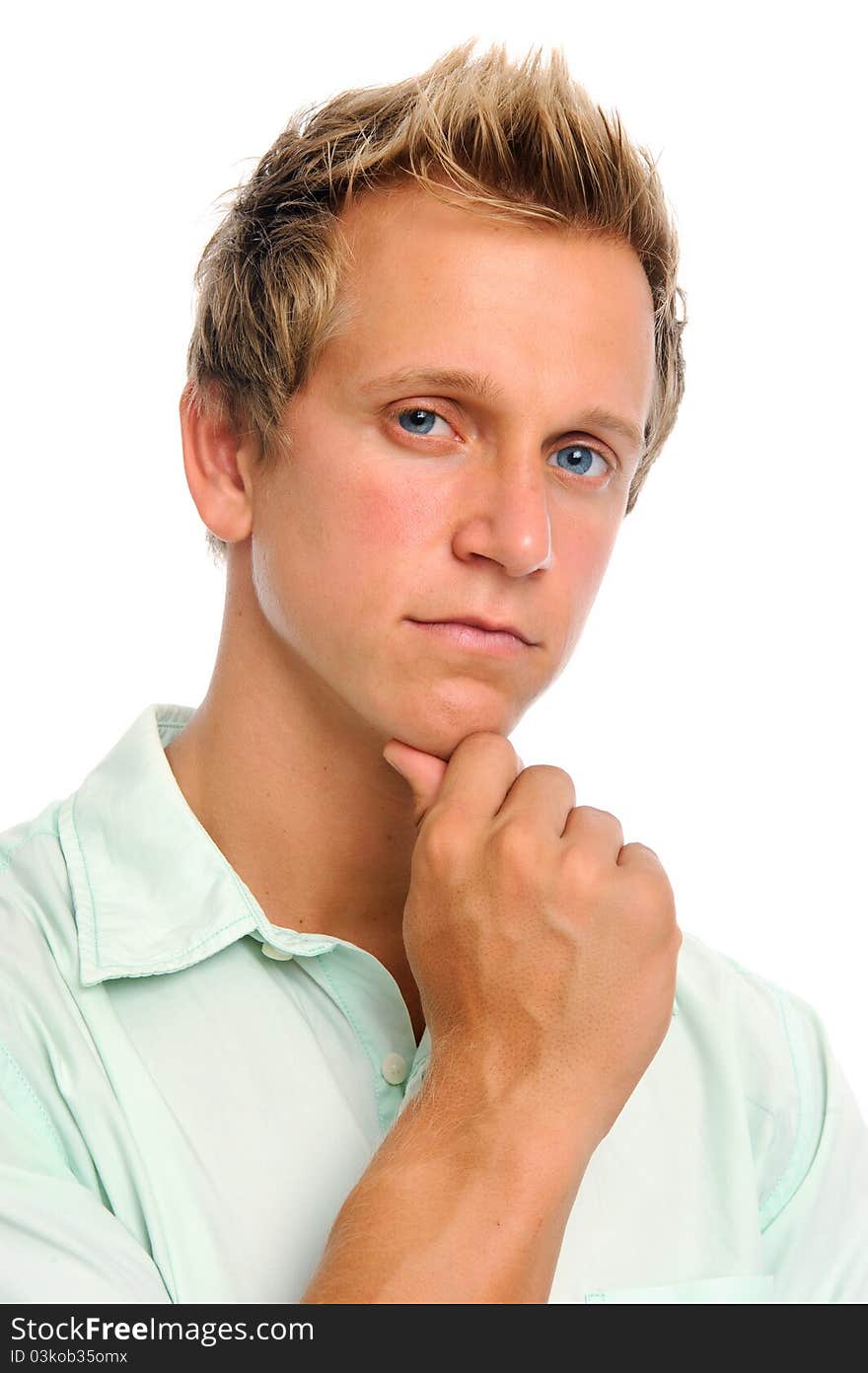 Blonde man in shirt isolated on white. Blonde man in shirt isolated on white