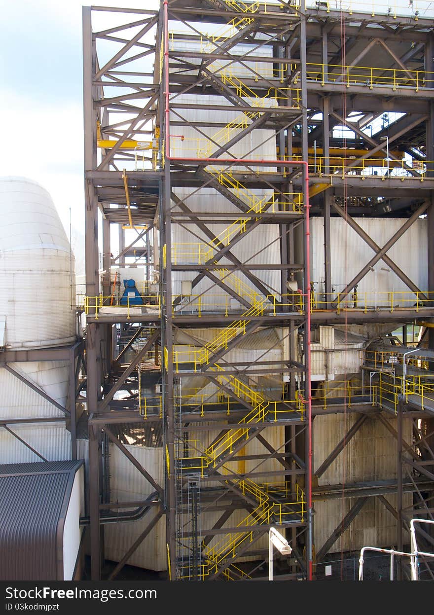 Steel staircase in a power station