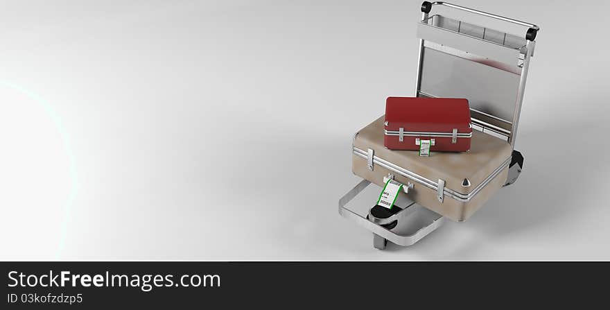 Abstract Image Of An Airport Luggage Trolley