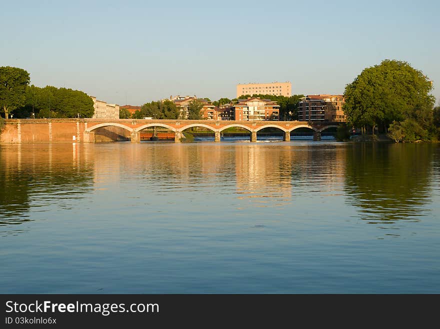 Scenery Of Garonne River And Pont(bridge) De Halag