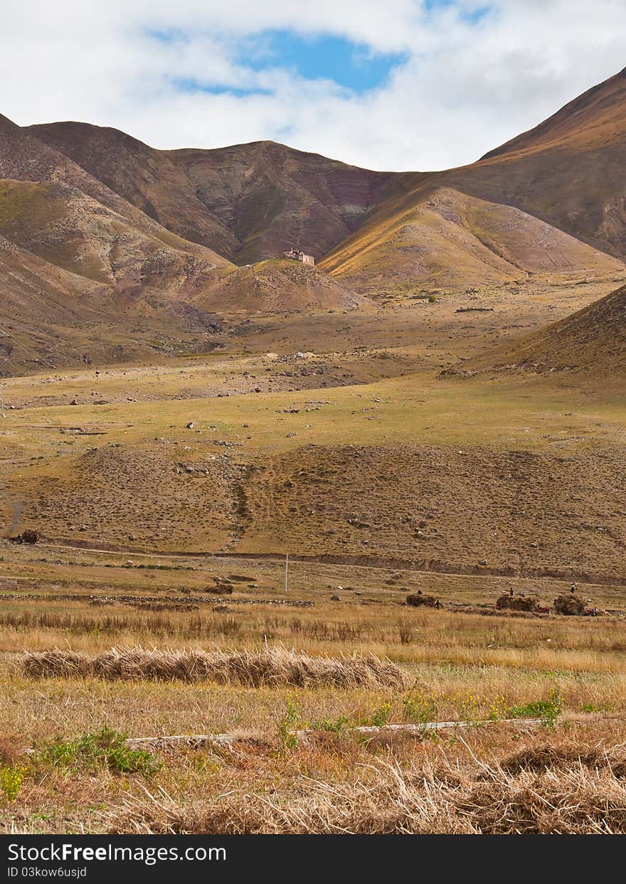 The crop of agriculture of the plateau in the autumn scenery. The crop of agriculture of the plateau in the autumn scenery