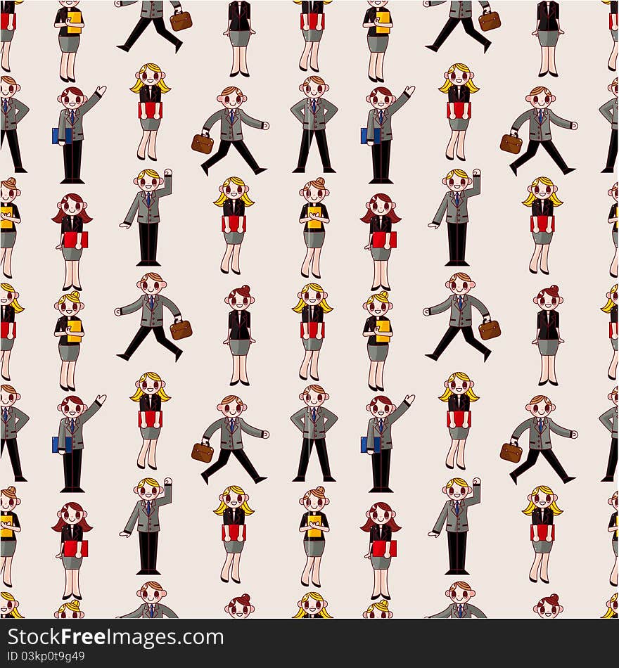 Seamless Cartoon Office Worker Pattern