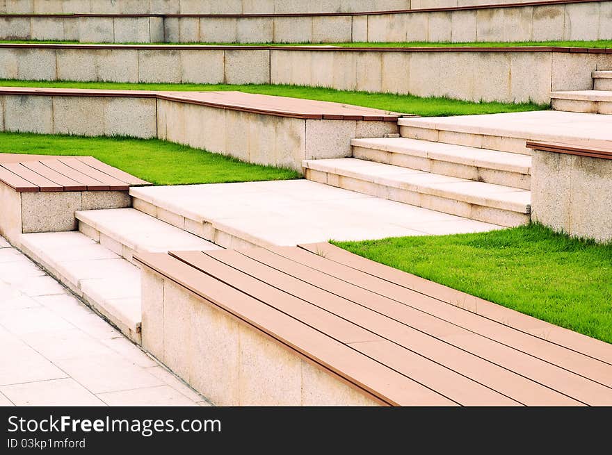 The Stone ladder in green grass. The Stone ladder in green grass