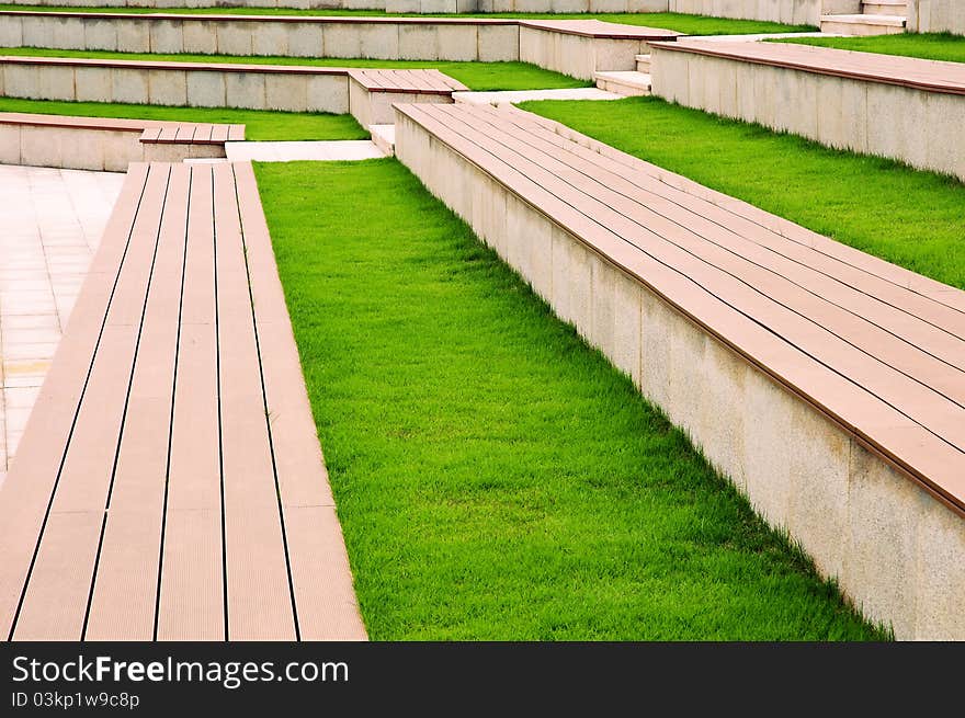 The Stone ladder in green grass. The Stone ladder in green grass