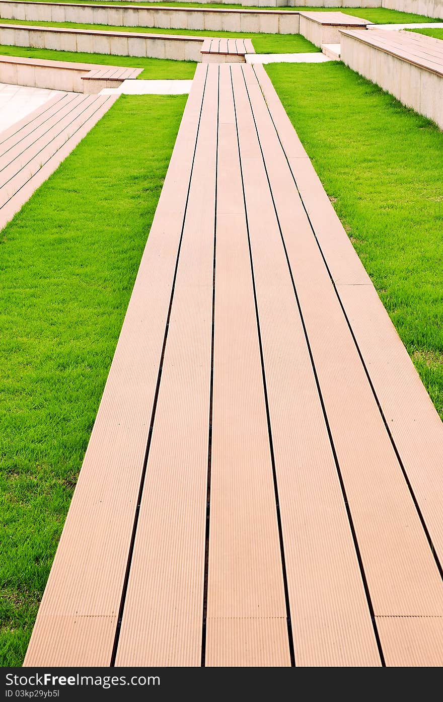 The  Stone ladder in green grass. The  Stone ladder in green grass