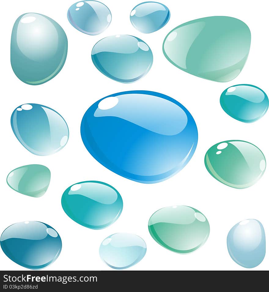 Blue Bubbles Background. Vector