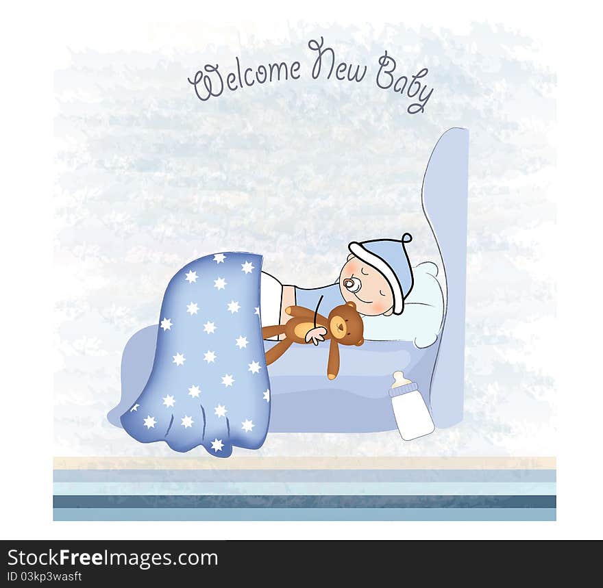 Welcome new baby boy card. Welcome new baby boy card