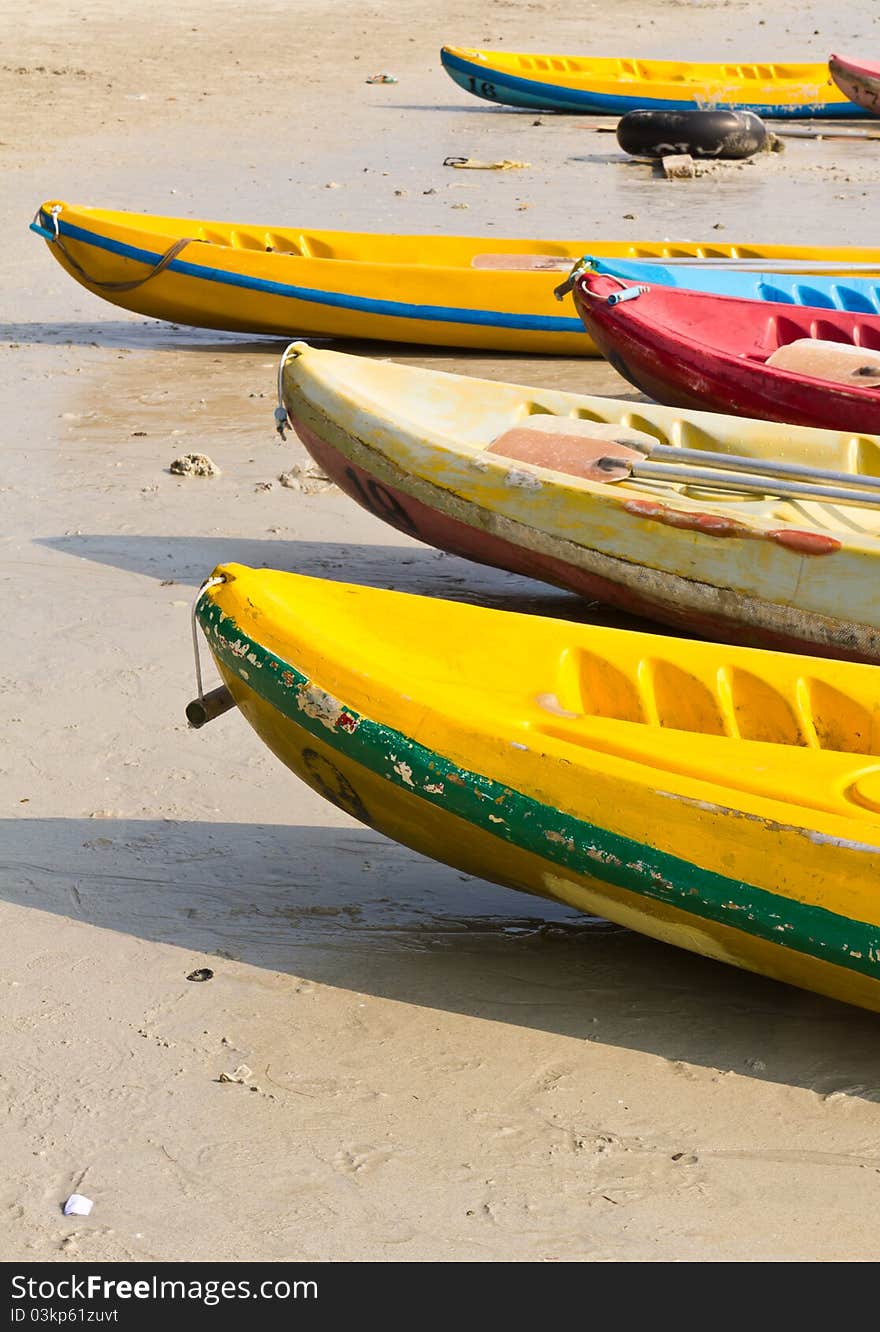 Old Colorful kayaks