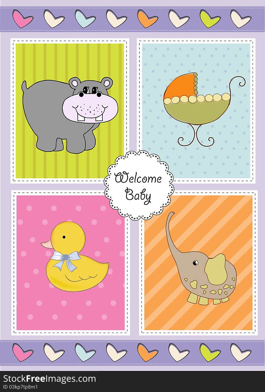 New baby shower invitation  with animal toys