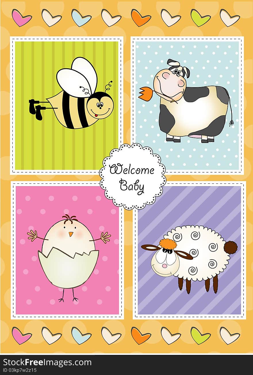 New baby shower invitation with animals