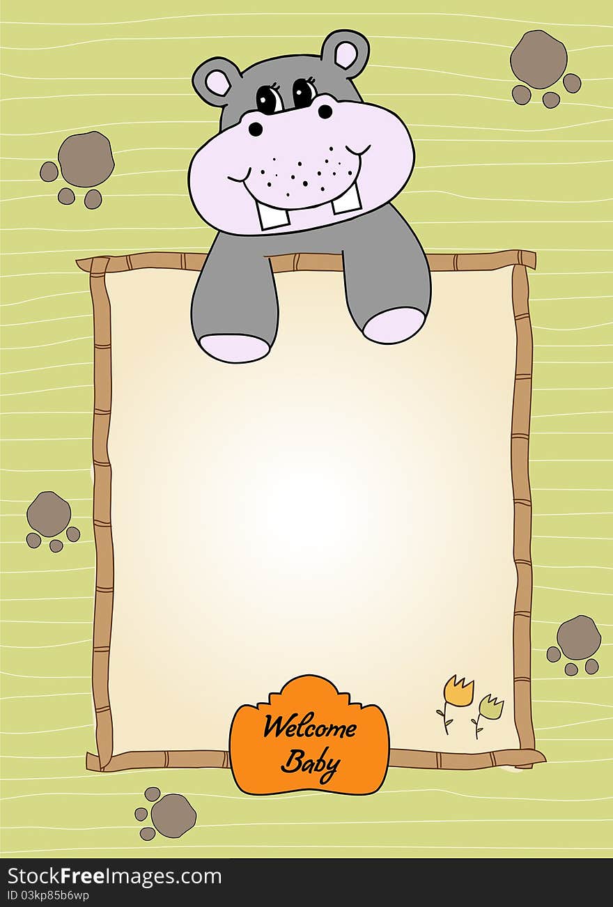 Baby shower invitation with hippo