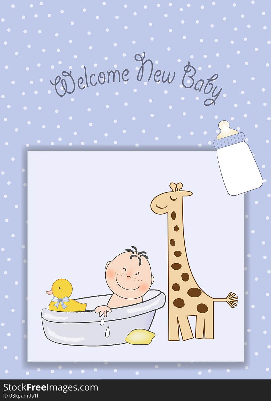 Baby shower announcement  card with giraffe