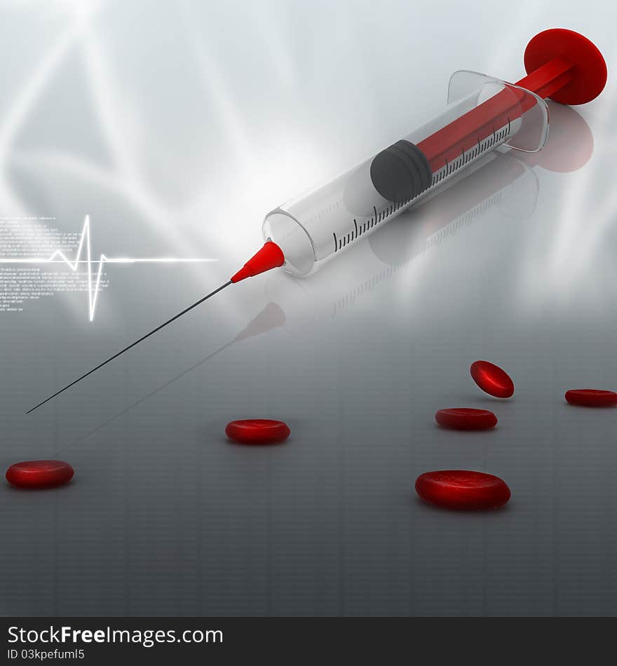 Digital illustration of a medical syringe