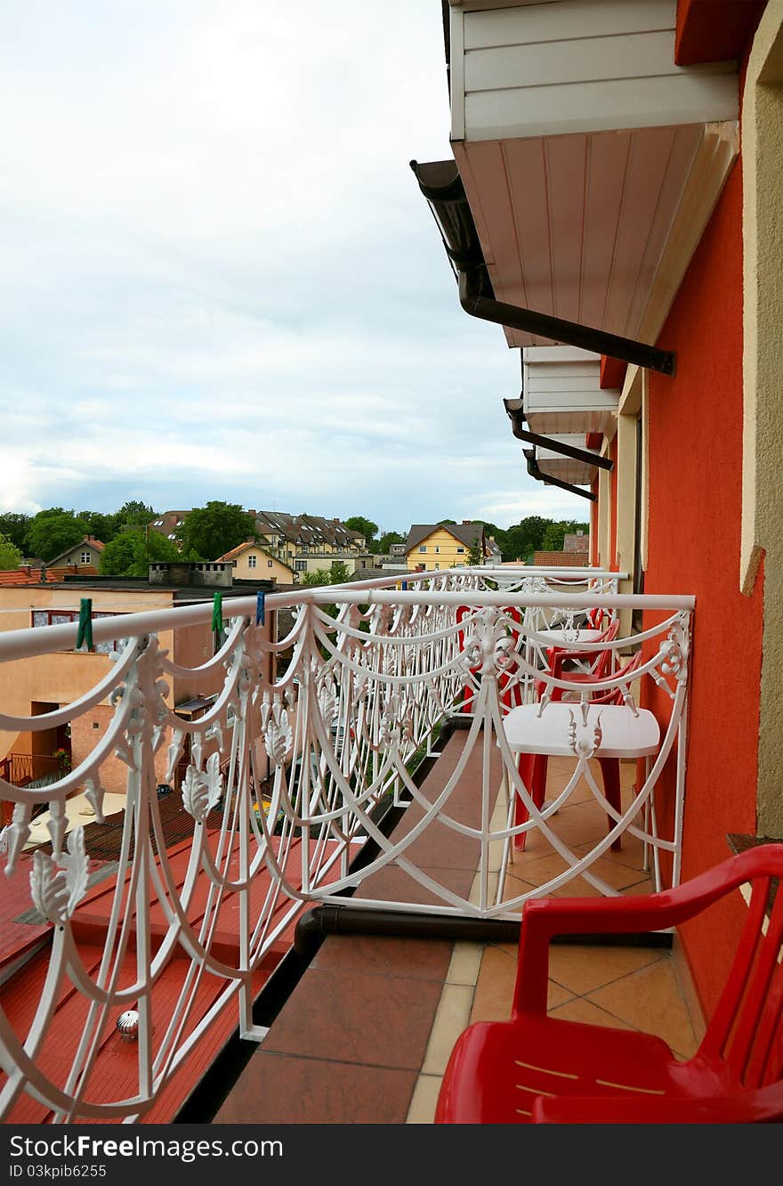 Rows of beautiful residential balcony