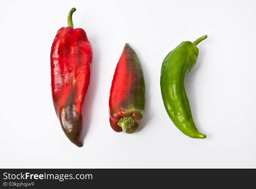 Three hot peppers