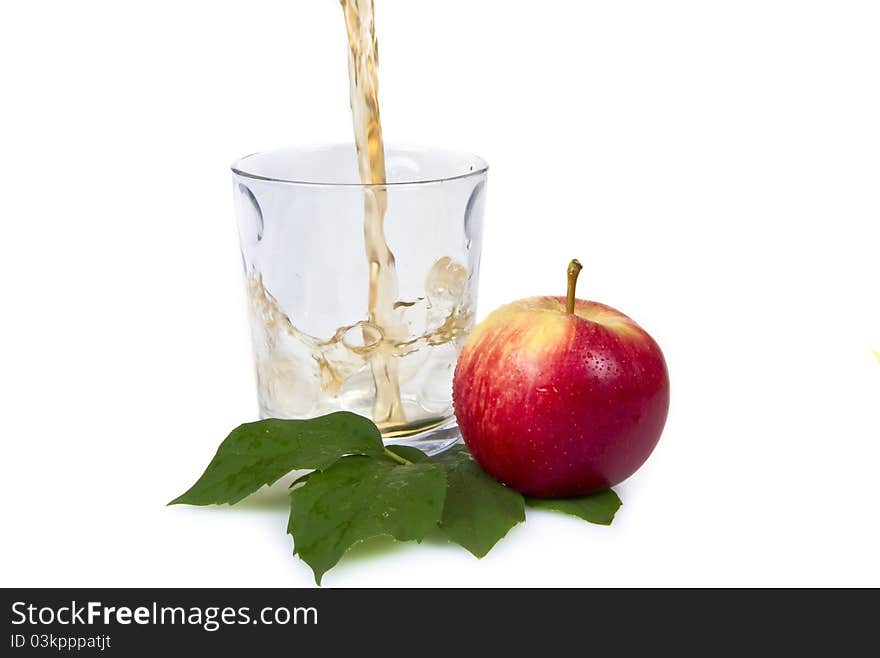 Pouring apple juice - isloated over white