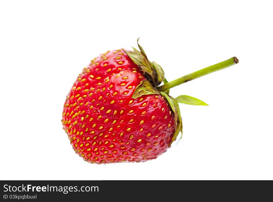 A red strawberry, isolated on a white background.