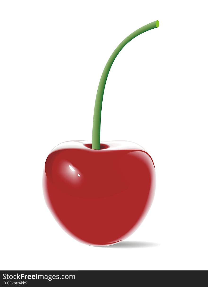 Red cherry on white background