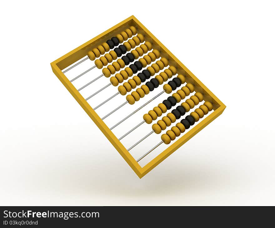 Mathematical office abacus on white background isolated 3d