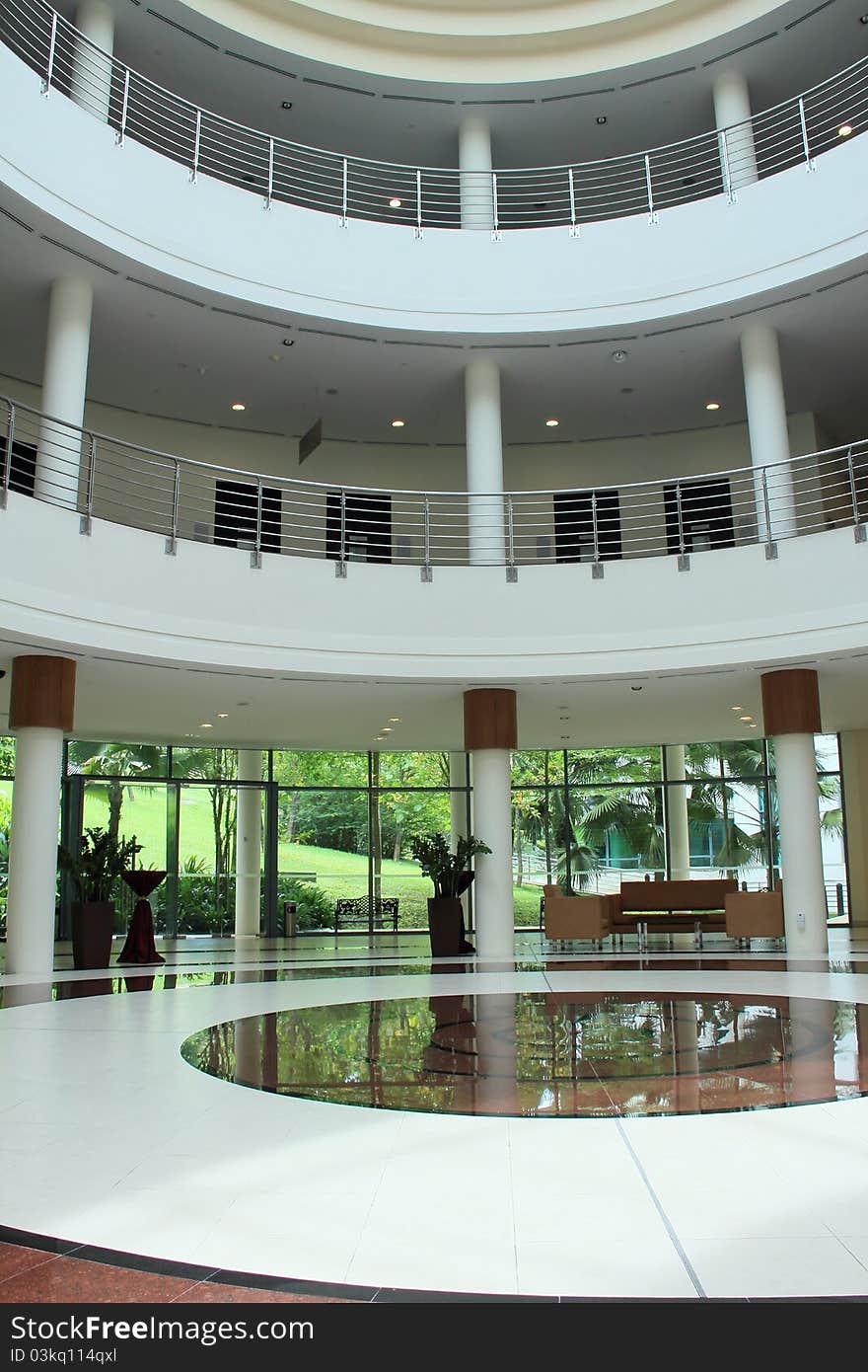 Central hall view inside building. Central hall view inside building