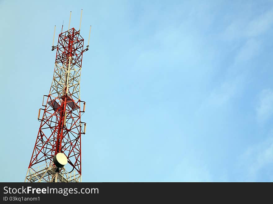 Telecommunication Radio antenna Tower with blue sky. Telecommunication Radio antenna Tower with blue sky