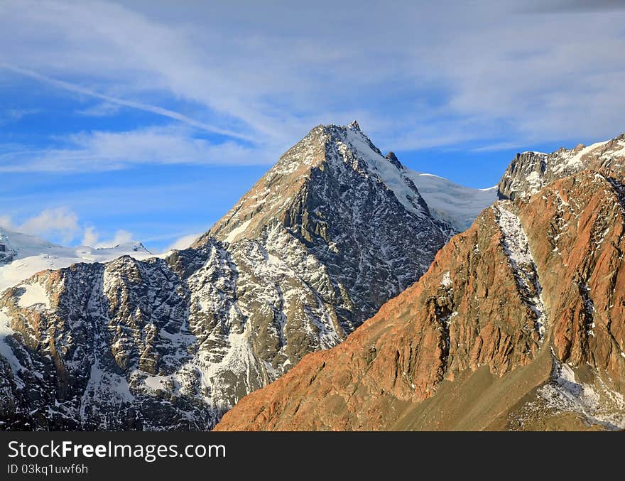 Aerial view of Aoraki mount cook mountain alpine alps range in New Zealand