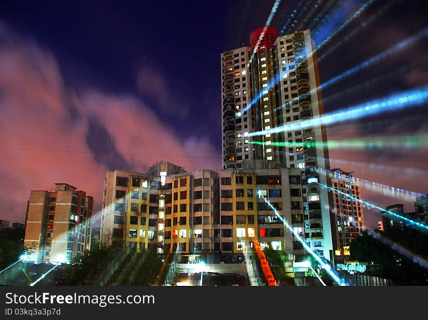 Long time exposure of a cityscape in moon lit mumbai. Long time exposure of a cityscape in moon lit mumbai