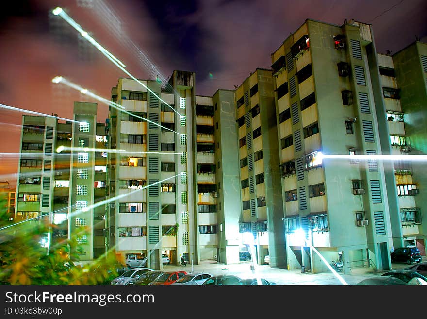 Long time exposure of a cityscape in moon lit mumbai. Long time exposure of a cityscape in moon lit mumbai