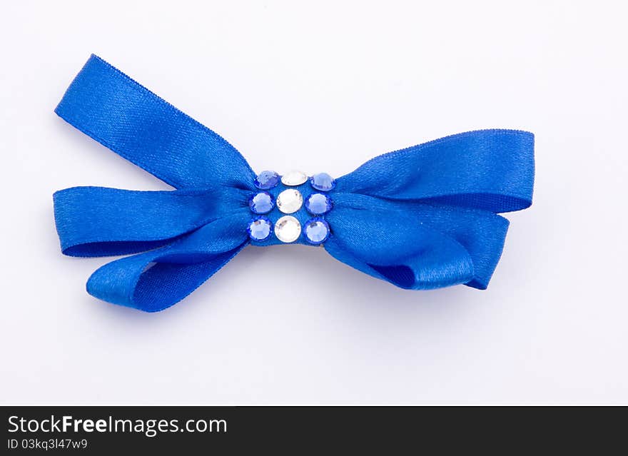 Blue gift satin ribbon bow