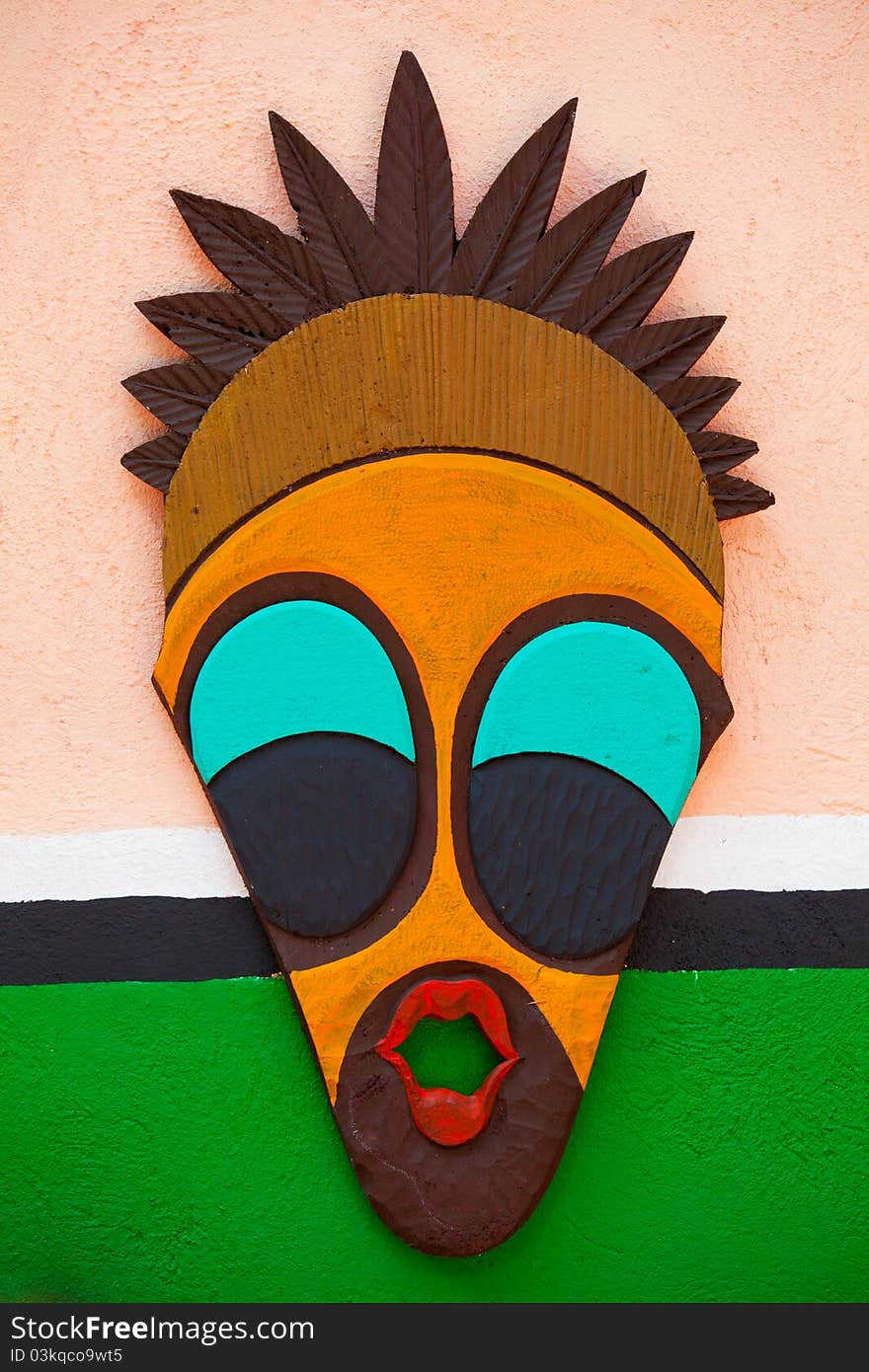 Painted Indian on wall background